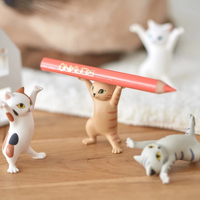 dropship 5pcs Cat Ornaments; Funny Cat Pen Holder; Toy; Gift; Home Decorations