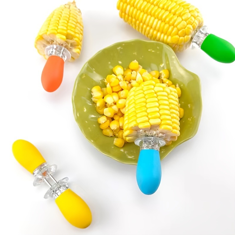 dropship 1 Pair Stainless Steel Corn Needle Barbecue Corn Cob Fork Kitchen Gadgets Barbecue Fruit Fork Corn Insert
