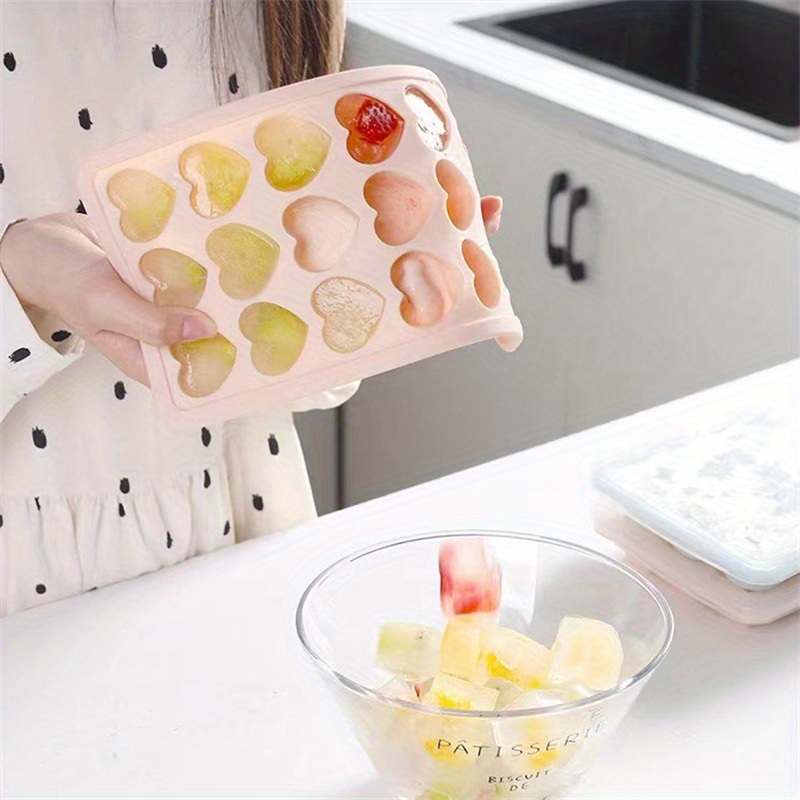 dropship 1pc Silicone Heart-shaped Ice Tray Ice Cube Mold Homemade Ice Cube Box Refrigerator Ice Maker