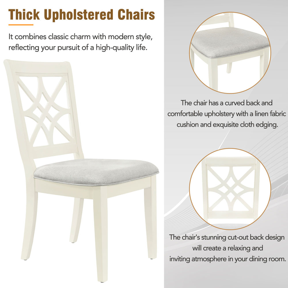 dropship TOPMAX 5-Piece 62*35.2inch Extendable Rubber Wood Dining Table Set with X-shape Legs,Console Table with Two 8.8Inch-Wide Flip Lids and Upholstered Dining Chairs ,Beige