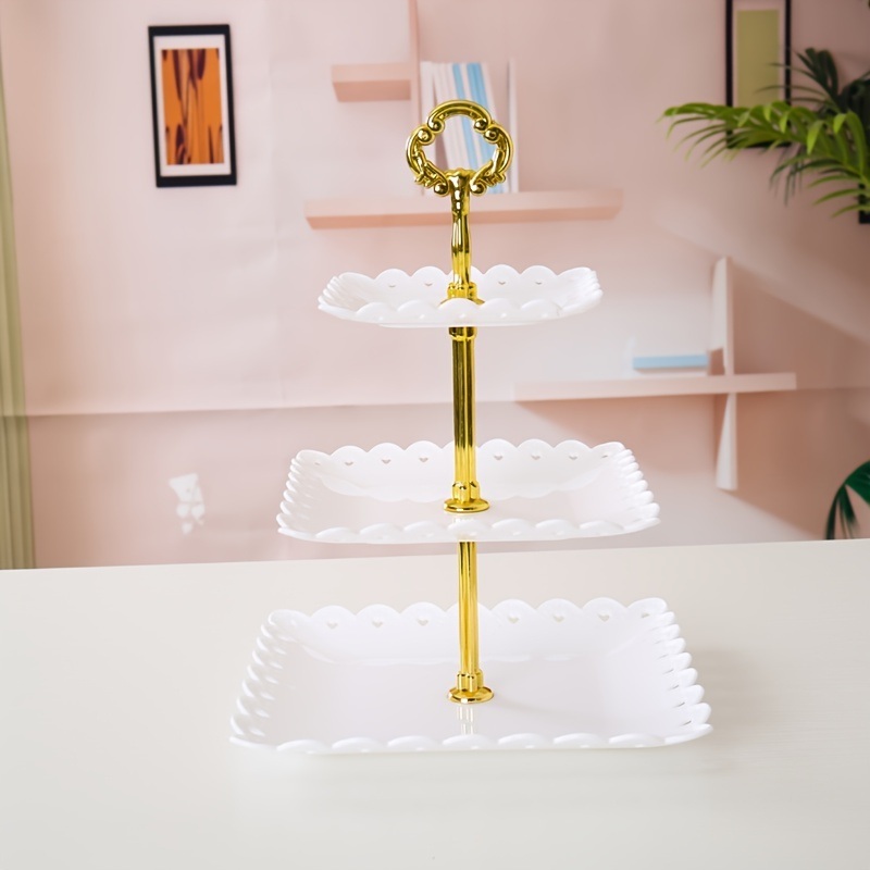 dropship 1pc; Plastic Dessert Display Table; Wavy European And American Style; Buffet Tea Break Cake Dessert Service Tray Fruit Plate