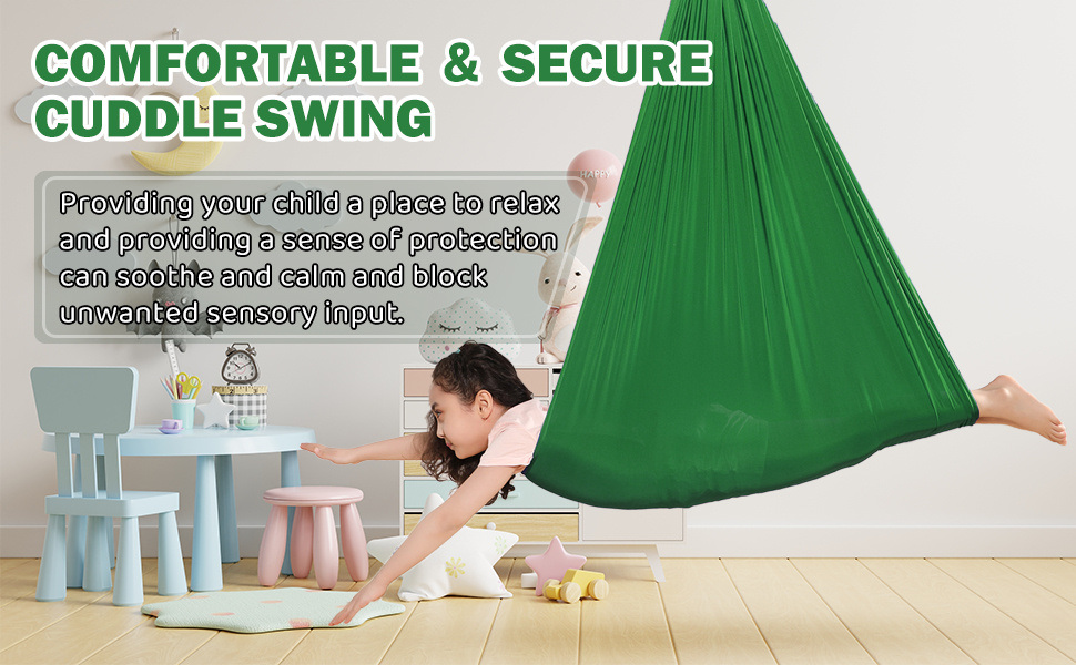 dropship 1pc Indoor Therapy Sensory Swing For Kids; Outdoor Room Adjustable Fabric Hammock For Children Teens Autism; ADHD; Aspergers; Sensory Integration; 59×110inch