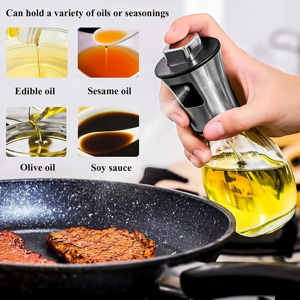 dropship Olive Oil Dispenser Bottle Oil Sprayer Dispenser Vinegar Sprayer Dressing Spray Portable; Grilling Olive Oil Glass Bottle 200ml; For Kitchen; Cooking; Salad; Bread Baking