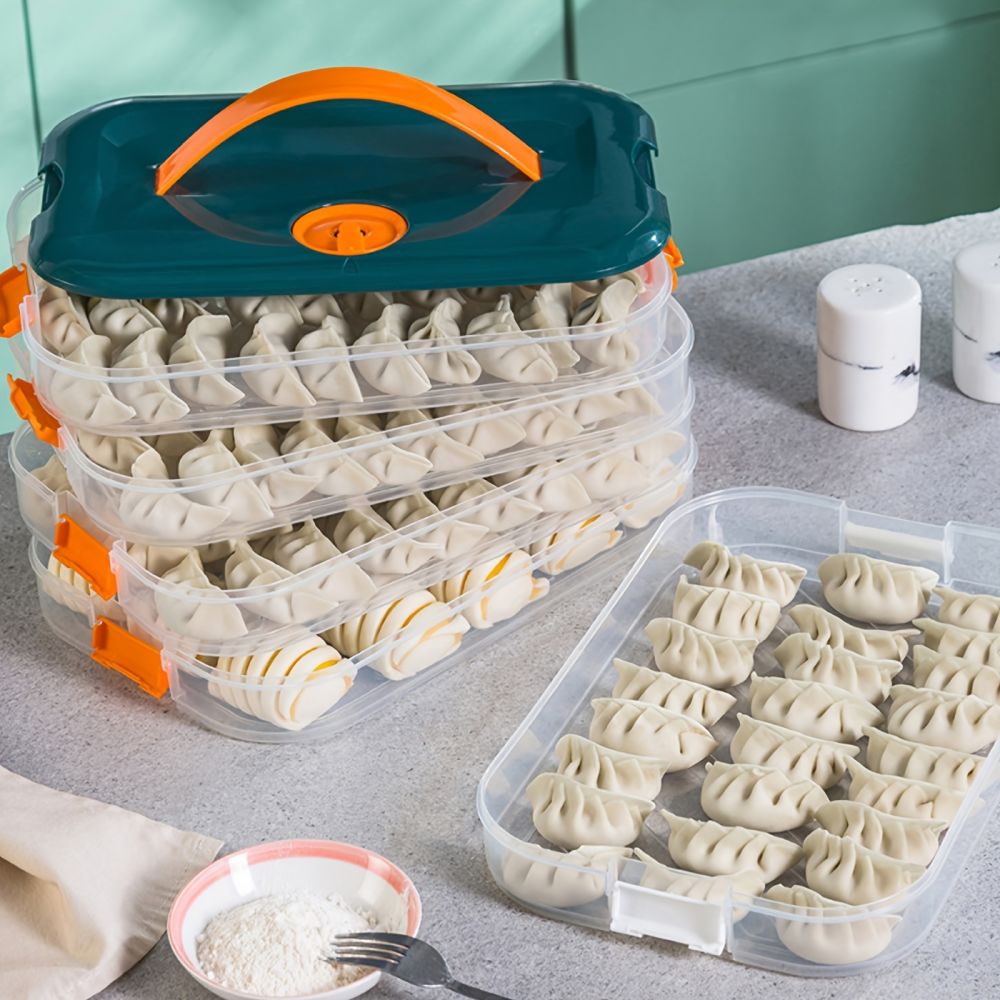 dropship 1pc Refrigerator Dumpling Storage Box; Frozen Dumplings Multi-layer; Household Large Capacity Dumpling Box Multifunctional 11.8in/8in
