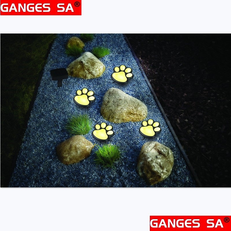 dropship 1pc GANGES SA Solar Garden String Lights; 4 Cat And Dog Footprint Lights; Solar Lawn Lights; Solar Landscape Fence String Lights; Outdoor Garden Decoration