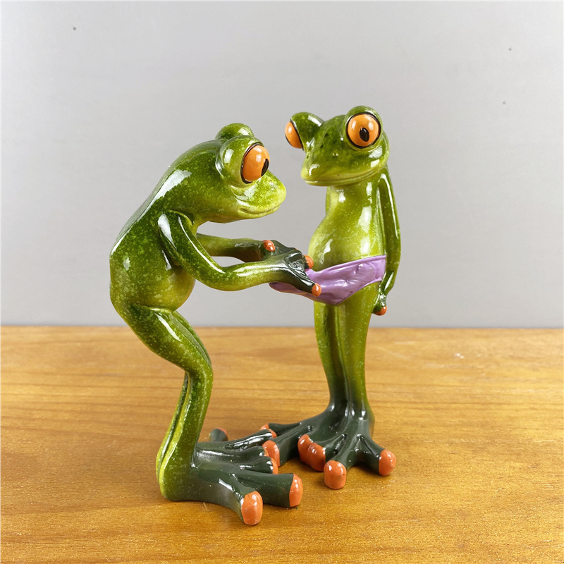 dropship NORTHEUINS Resin Leggy Couple Frog Figurine Modern Creative Wedding Animal Statue for Interior Home Desktop Decor Accessories