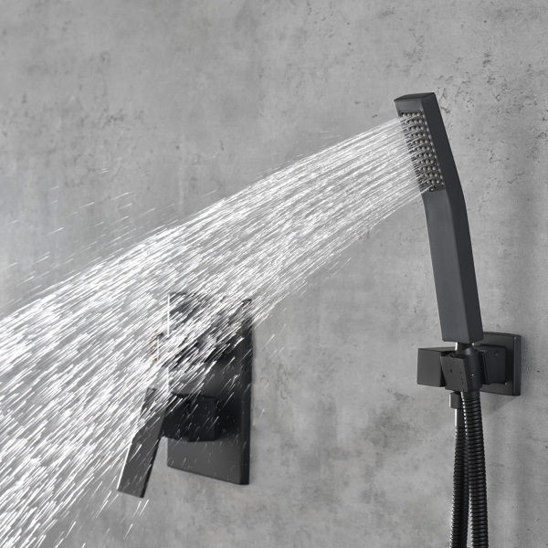 dropship Matte Black Shower Set System Bathroom Luxury Rain Mixer Shower Combo Set Ceiling Mounted Rainfall Shower Head Faucet