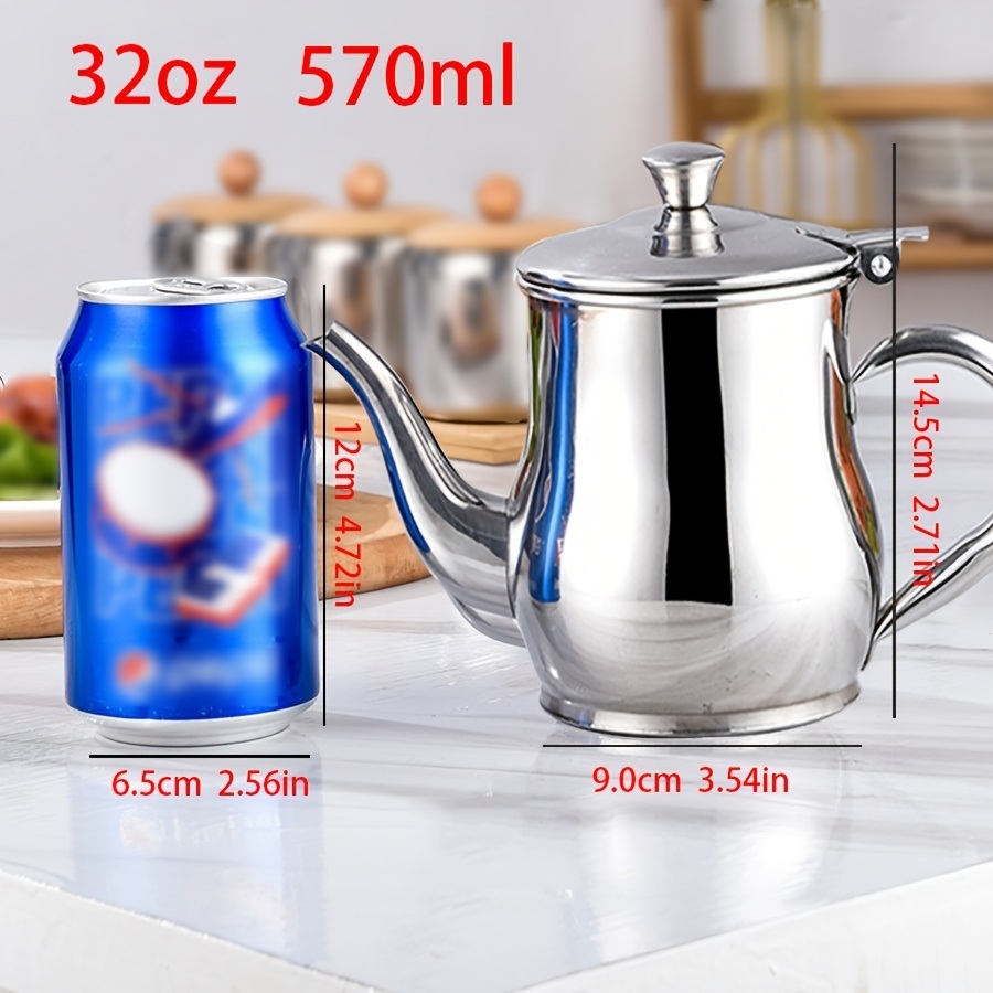 dropship 1pc Mini Stainless Steel Oil Pot With Strainer; Condiment Pot; 13oz; Small Stainless Steel Oil Pot