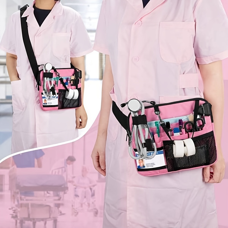 dropship 1pc Waist Bag With Medical Equipment Pocket Nurse Waist Bag Tool Belt; OPP Bag Packaging; Pink