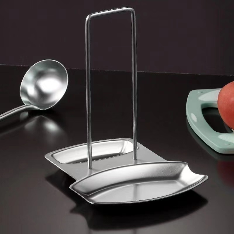 dropship 1pc/Pack; Hole-Free Stainless Steel Seated Pot Lid Holder; Cutting Board Spoon Shelf