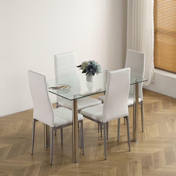 dropship 110CM Clear Color Dining Table Set (This product will be split into two packages) (replace 64512970)