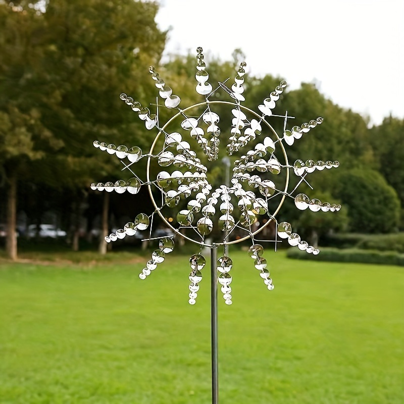 dropship Outdoor Metal Windmill For Yard And Garden Decoration, Dynamic Wind Sculpture, Easy To Install, Beautiful And Durable, Wind Power Rotates Sculpture, Creative Garden Windmill Decoration