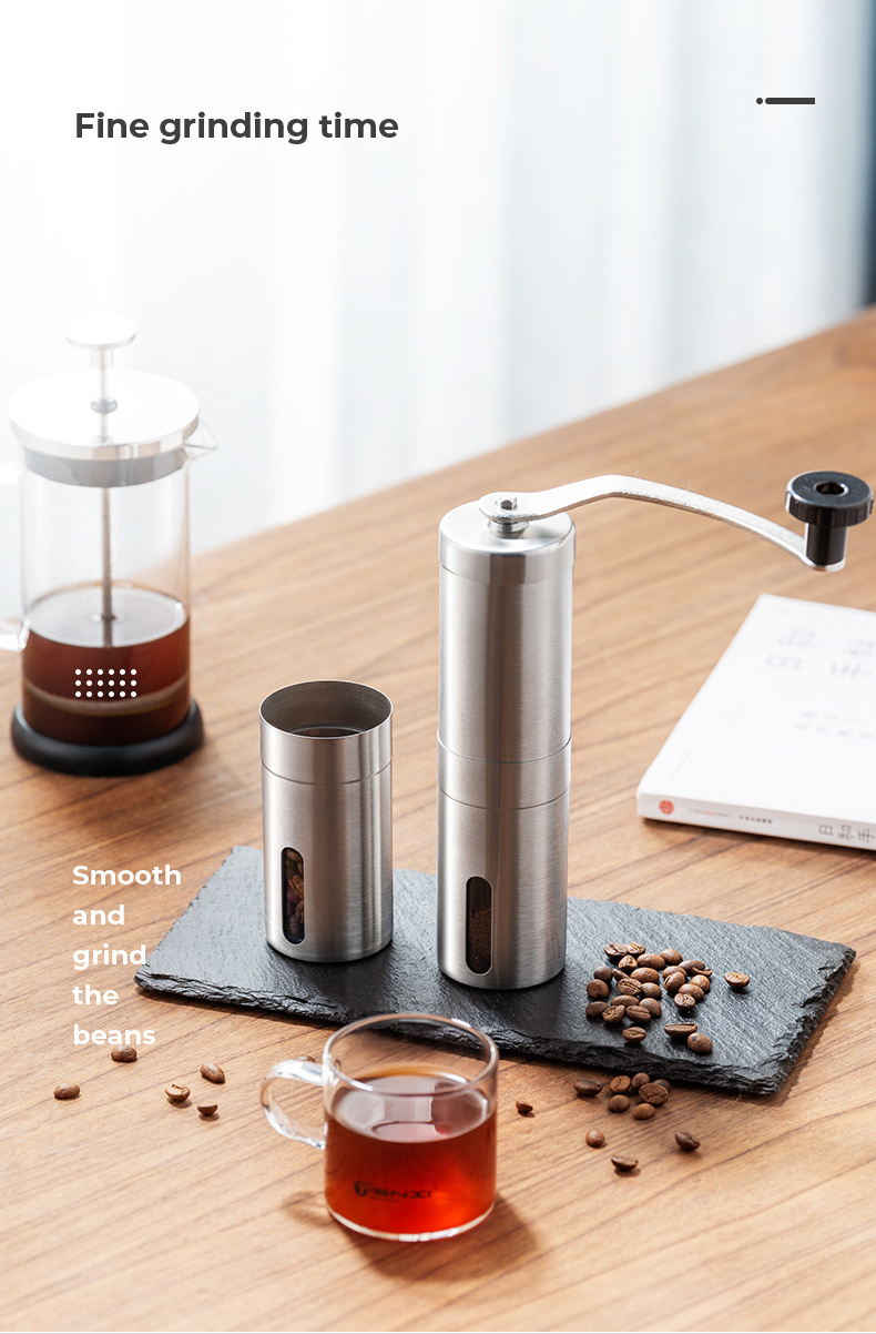 dropship GIANXI Manual Coffee Grinder for French Embossing Machine Hand-held Mini Brushed Stainless Steel Portable Conical
