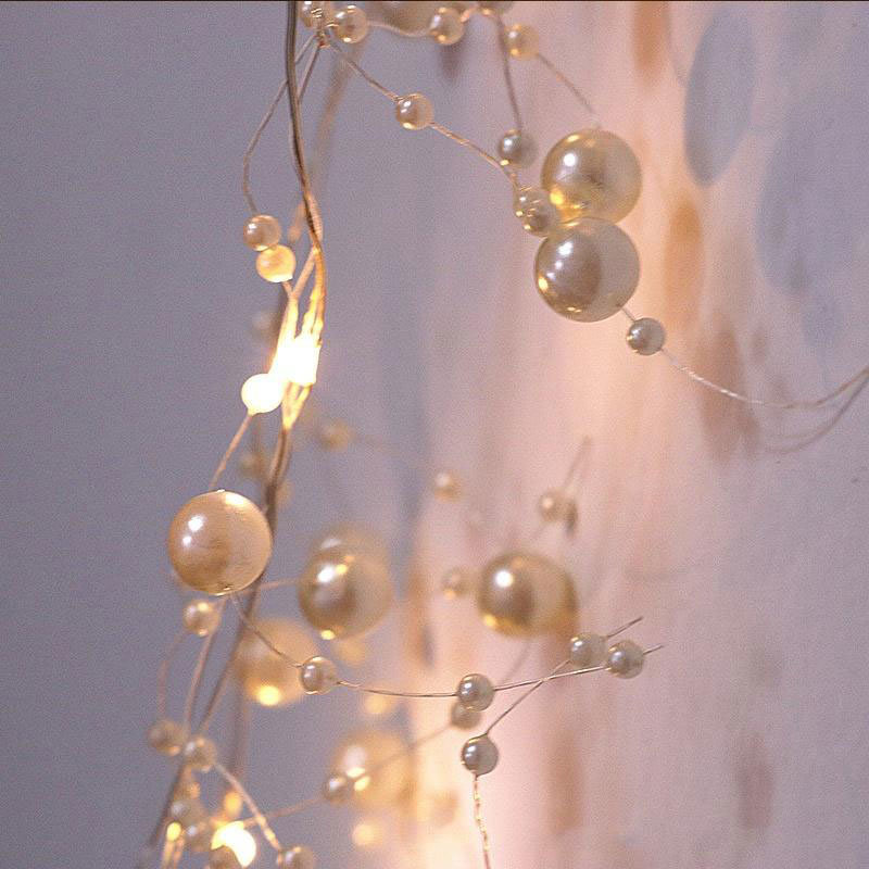 dropship 2/5/10m Pearl Wire Copper String Light Christmas Valentine Wedding Decoration for Home Wedding Party Mariage Garland Decoration