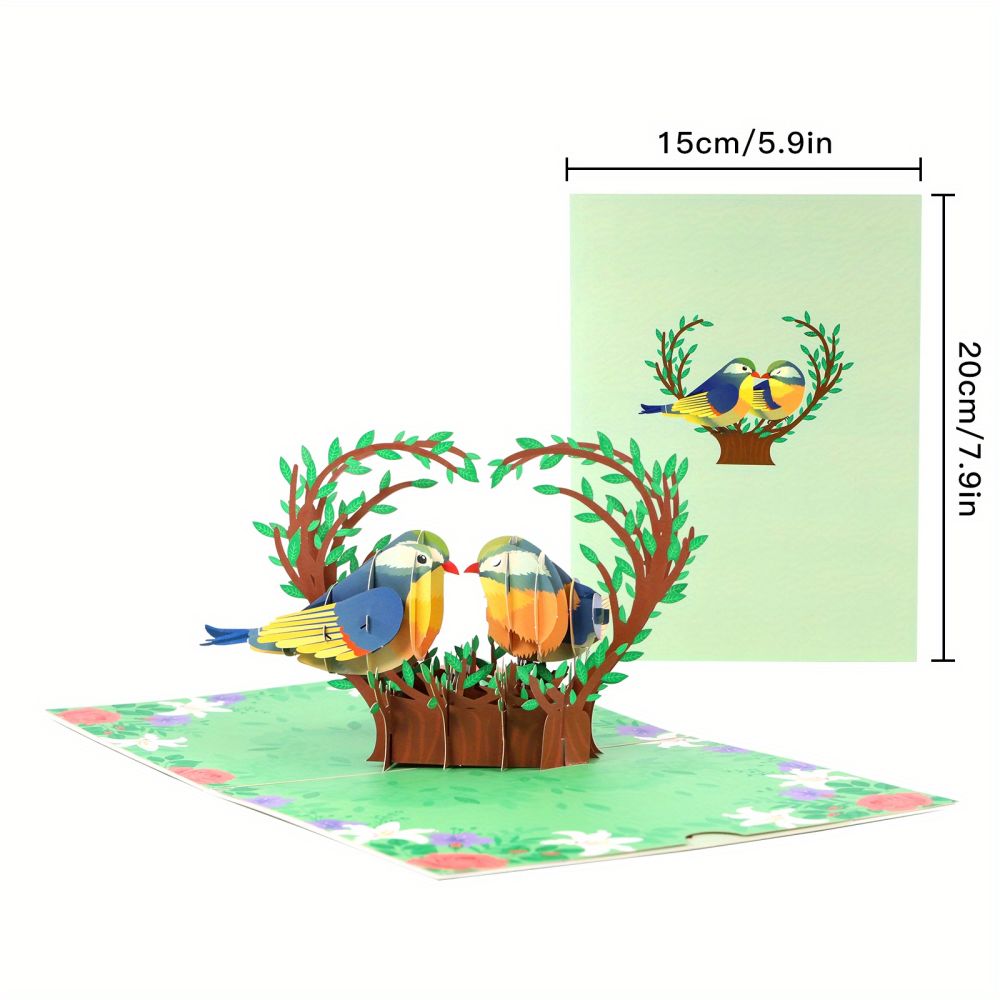 dropship 1pc New 3D Creative Three-dimensional Valentine's Day Greeting Card; Thank You Blessing Message Card; Exquisite High-end Handmade Love Bird Laser Hollow Engraving Card