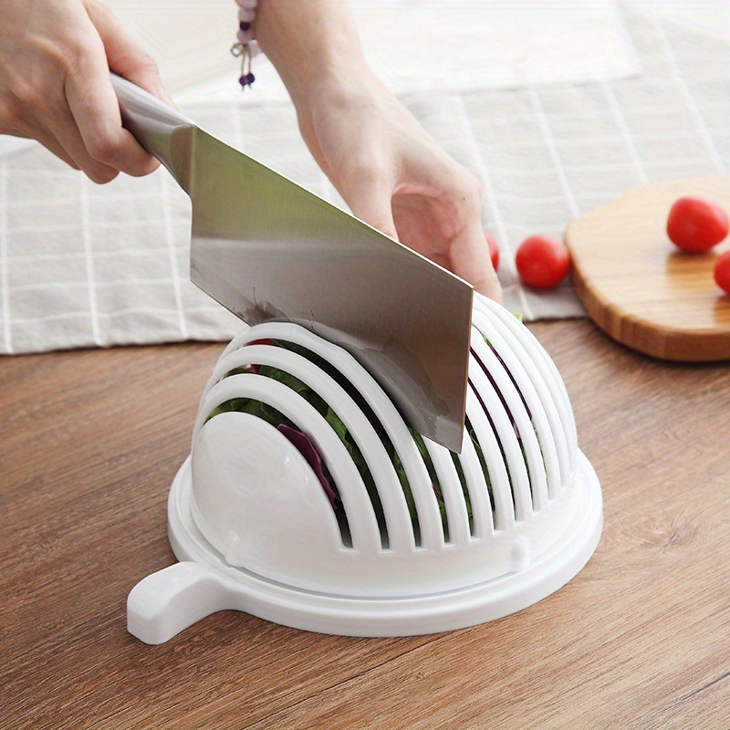 dropship 1pc Vegetable Cutting Aid Fruit Vegetable Salad Cutting Bowl Kitchen Plastic Divider Salad Cutting Mold; Kitchen Accessories