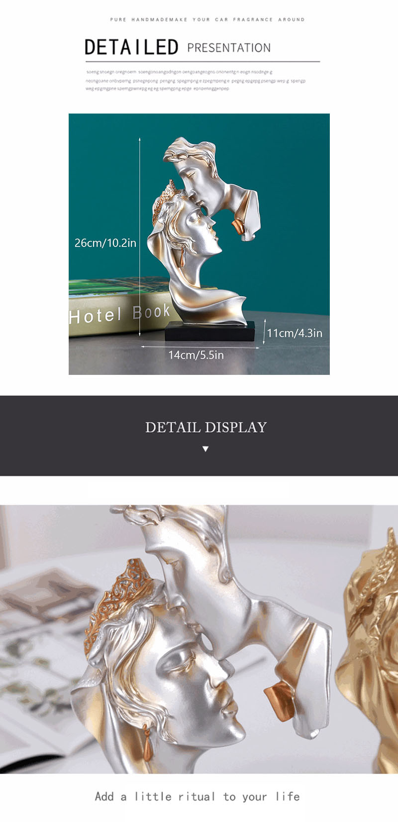 dropship NORTHEUINS 26cm Resin Couple Mask Kissing Lover Figurines Creative Valentine's Day Present Desktop Art Statue Home Decor Objects