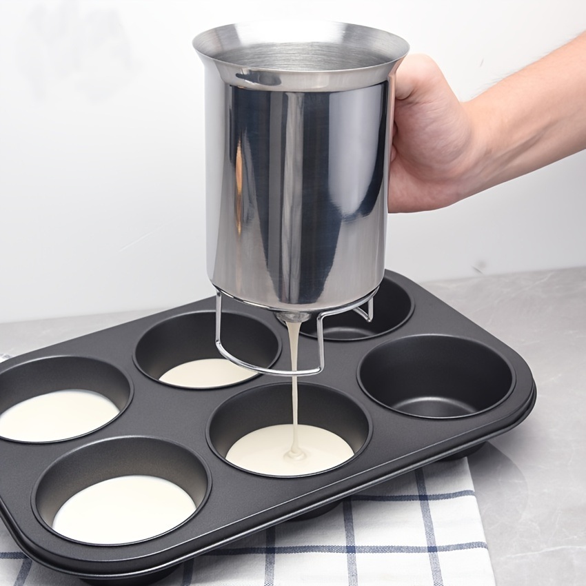 dropship 1pc Handheld Stainless Steel Batter Separator; Cupcake Batter Funnel; Batter Stirrer