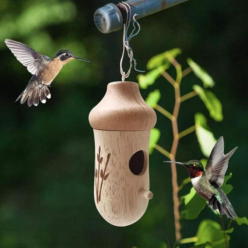dropship Fashion Outside Wooden Hummingbird House Hanging Swing Hummingbird for Wren Swallow Sparrow Houses Hummingbird