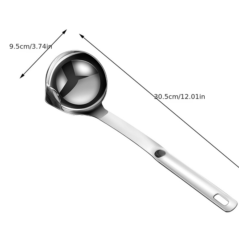 dropship 1pc 304 Stainless Steel Oil Filter Spoon; Oil Separating Ladle; Kitchen Gadget