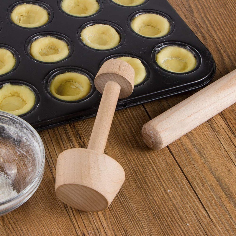 dropship 1pc Kitchen Gadgets Wood Egg Tart Pusher Double Side Tart Tamper Pastry Pusher Wooden Egg Tart Mold For Eggtart Mold Baking Cake Kitchen Tools