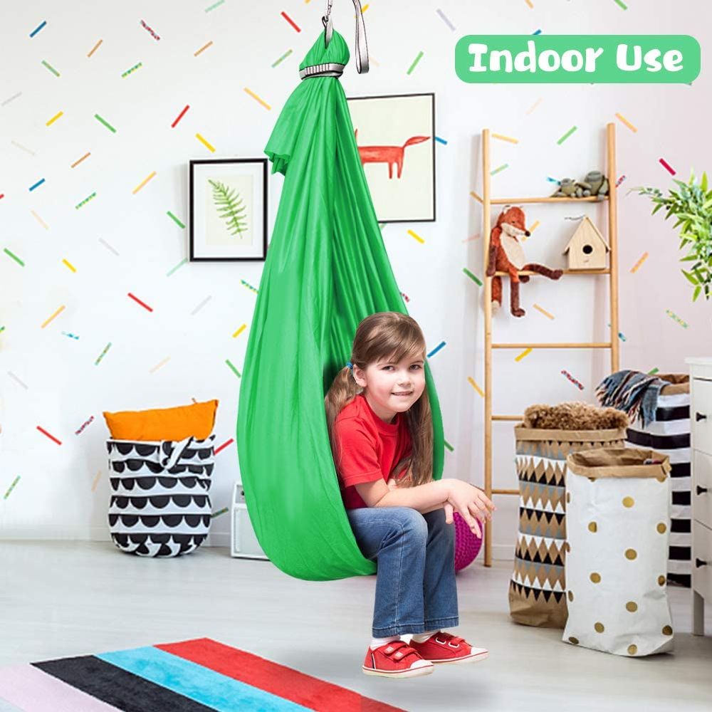 dropship 1pc Indoor Therapy Sensory Swing For Kids; Outdoor Room Adjustable Fabric Hammock For Children Teens Autism; ADHD; Aspergers; Sensory Integration; 59×110inch