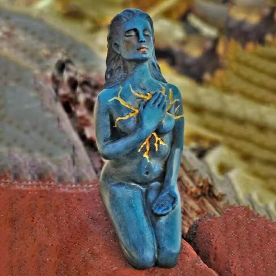 dropship Smurfs Self Healing Series Salvation Goddess Sculpture Resin Crafts Home Courtyard Decoration Car Gifts