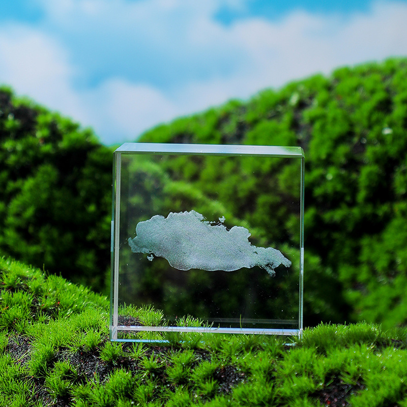 dropship Moon; Cloud; 3D Cube Engraved Crystal Craft Ornaments; Desktop Bedroom Decorations; Creative Birthday Gifts