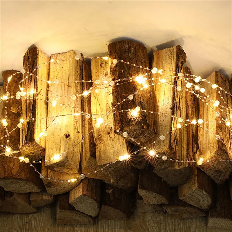 dropship 2/5/10m Pearl Wire Copper String Light Christmas Valentine Wedding Decoration for Home Wedding Party Mariage Garland Decoration
