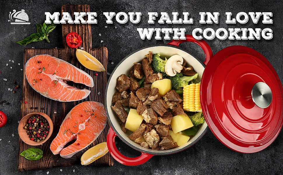 dropship COOKWIN Enameled Cast Iron Dutch Oven with Self Basting Lid; Enamel Coated Cookware Pot 4.5QT