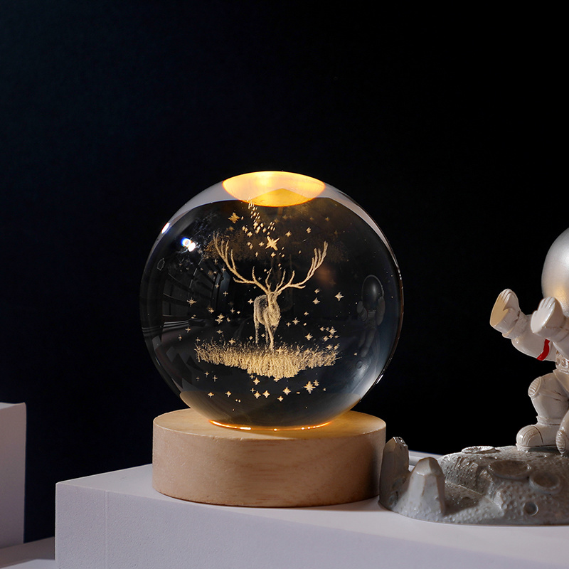 dropship 1pc Creative Crystal Ball Decoration; Desktop Night Light; Bedroom Night Light Valentine's Day Gifts Birthday Gifts