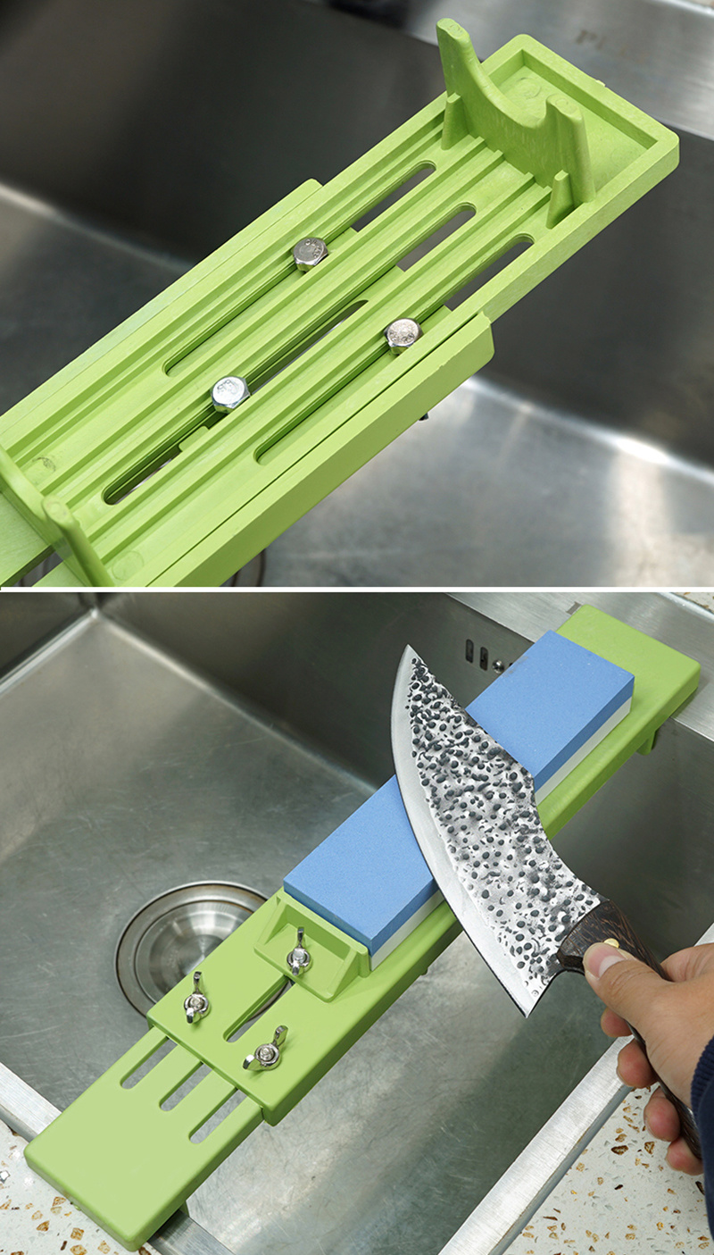 dropship 1pc Adjustable Over Sink Sharpening Stone Base Holder Retractable Non-slip Whetstone Grinding For Knife Sink Bridge Fits Kitchen