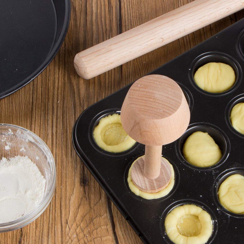 dropship 1pc Kitchen Gadgets Wood Egg Tart Pusher Double Side Tart Tamper Pastry Pusher Wooden Egg Tart Mold For Eggtart Mold Baking Cake Kitchen Tools