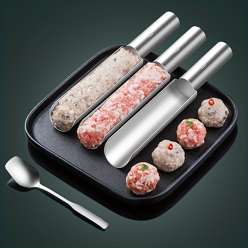 dropship 1pc Meatball Maker Stainless Steel Meatball Maker Plastic Meat Baller Spoon DIY Meatball Mold Plastic Meat Balls Fish Balls Beef Balls Processing Spoon Mold