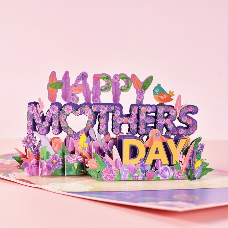dropship 1pc Creative Happy Mother's Day Greeting Card; 3D Blessing Card Paper Carving Best Mom Ever Thank You Card