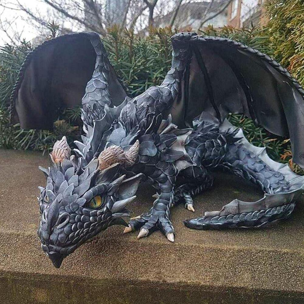 dropship Outdoor Garden Big Squatting Dragon Sculpture Dragon Guardian Statue Garden Dragon Sculpture Statue Decoration Gothic Dragon