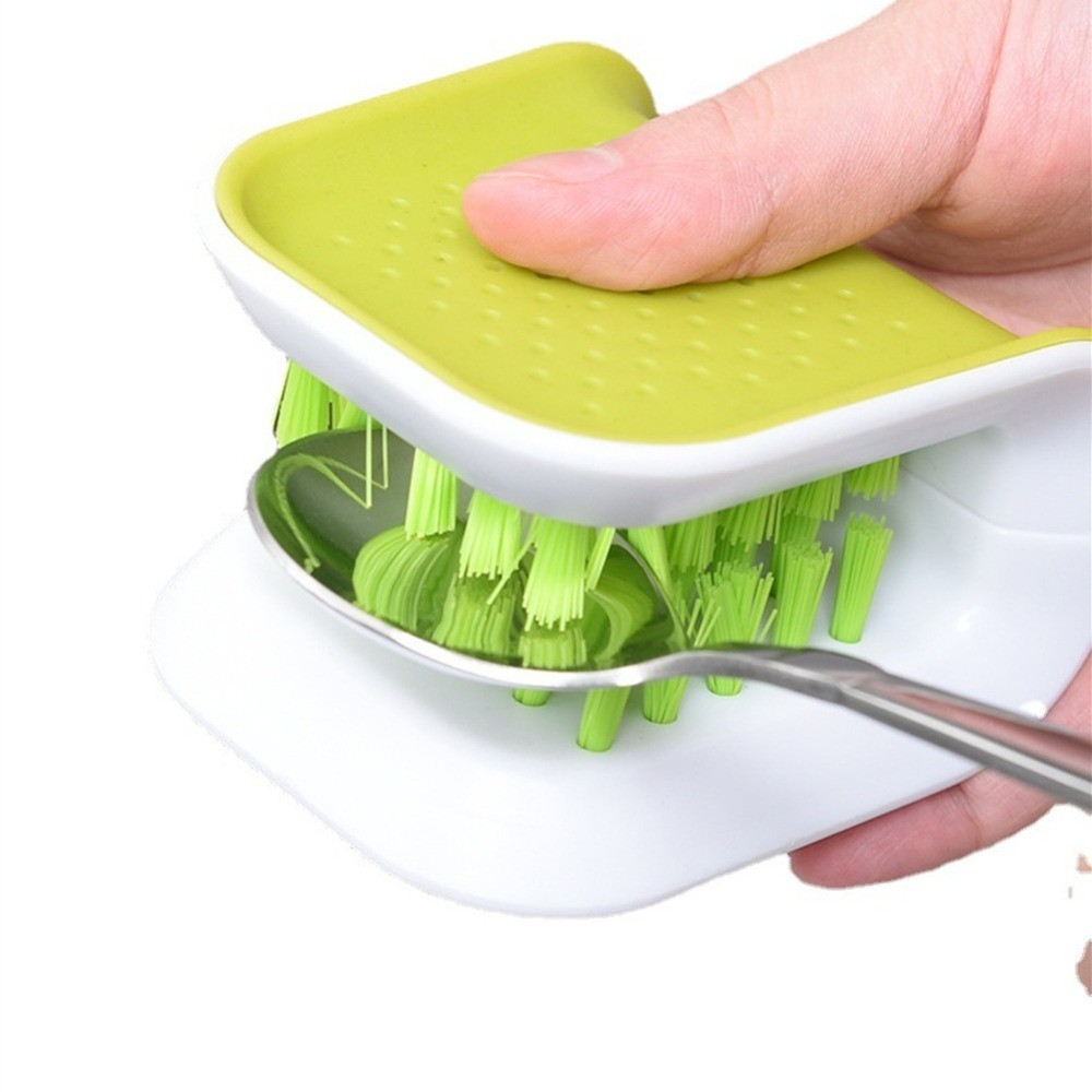 dropship 1pc Household Kitchen U-shaped Double-sided Chopsticks Cleaning Brush; Bristle Knife And Fork Cleaning Brush; Knife Cleaning Hand Guard Brush