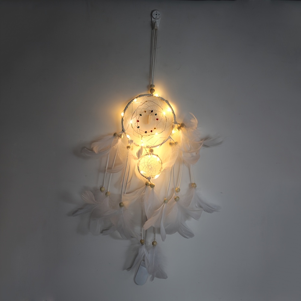 dropship 1pc Creative Dream Catcher With LED Lights; Night Light Dream Catcher; Wall Hanging Ornament