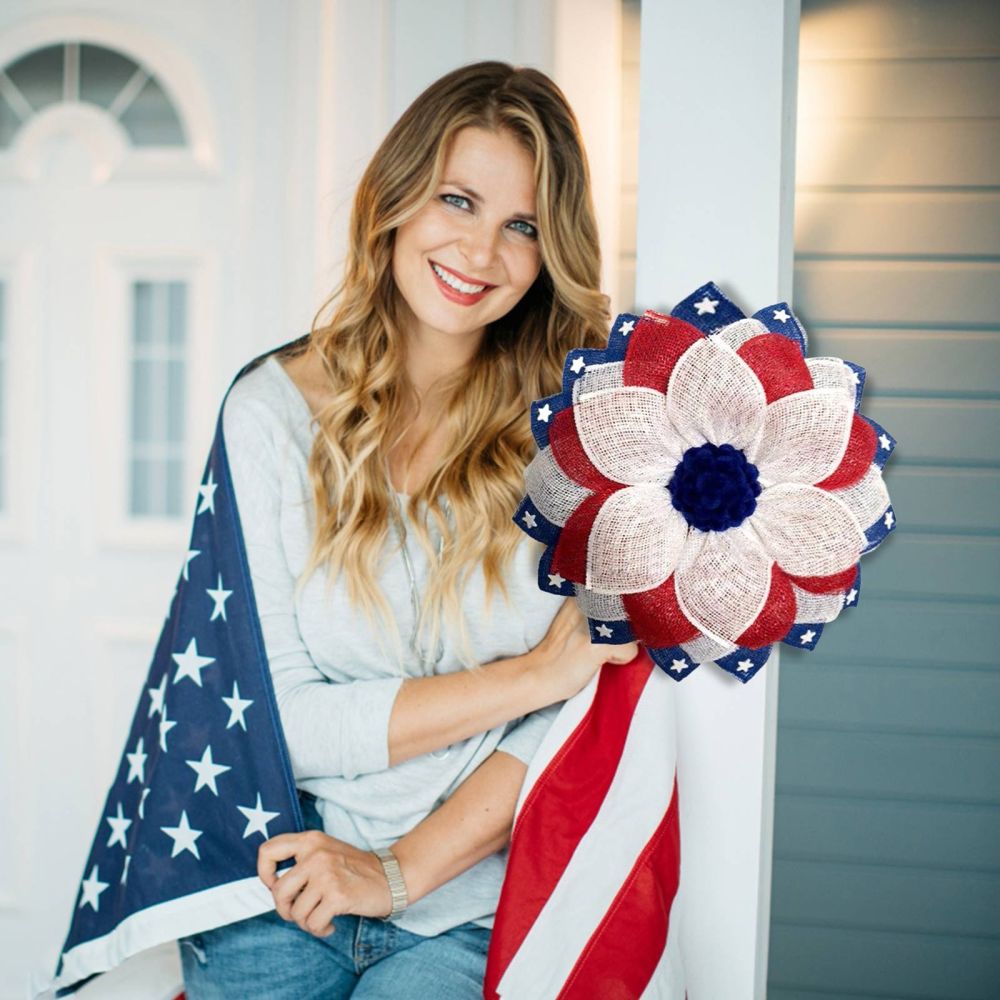 dropship Wreaths for Front Door Modern Ndependence Day Wreath Patriot Wreath American Flag Red New Year Lights Fall Wreath with Pumpkins