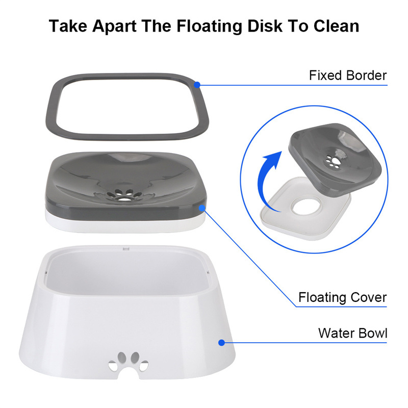 dropship 1.5L Cat Dog Water Bowl Carried Floating Bowl Anti-Overflow Slow Water Feeder Dispenser Pet Fountain ABS&PP Dog Supplies