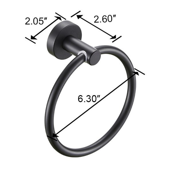 dropship Towel Ring Matte Black; Bath Hand Towel Ring Thicken Space Aluminum Round Towel Holder for Bathroom