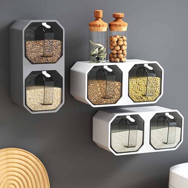 dropship 1pc Punch-free Wall-mounted Seasoning Box; Seasoning Jar; Kitchen Seasoning Storage Container; Seasoning Bottle; Spice Box Organizer; Seasoning Storage Box