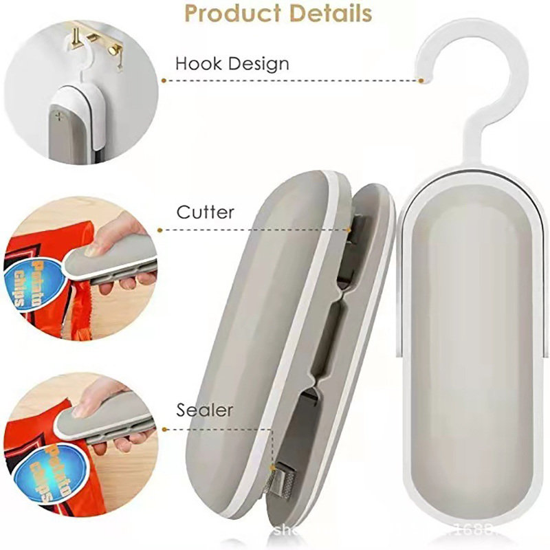 dropship 1pc; Mini Portable Sealer; Home Sealer; Heat Sealer Hand Press Sealing Clip; Battery Not Included