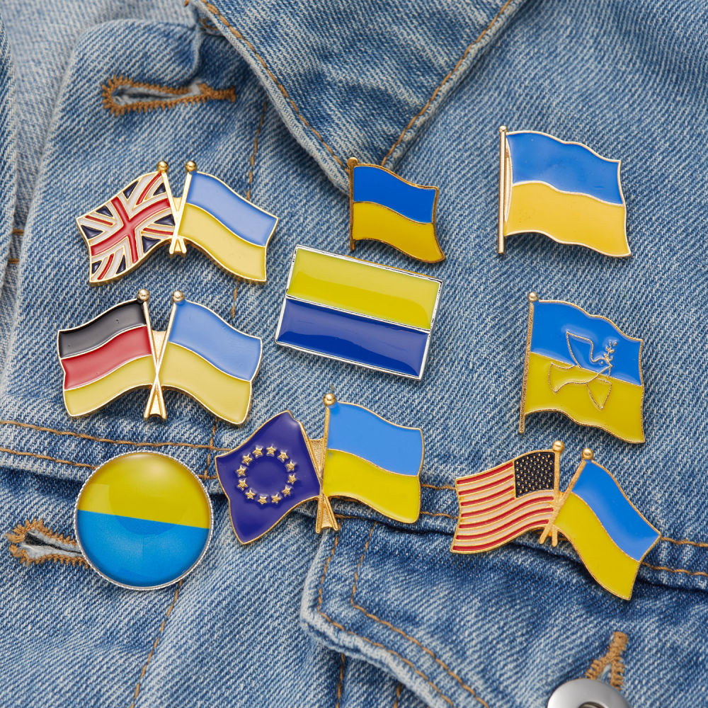 dropship Personality Ukraine Flag Brooch For Women Men Ukrainian National Map Blue Yellow Pins Patriotic Badges Coat Dress Lapel Jewelry