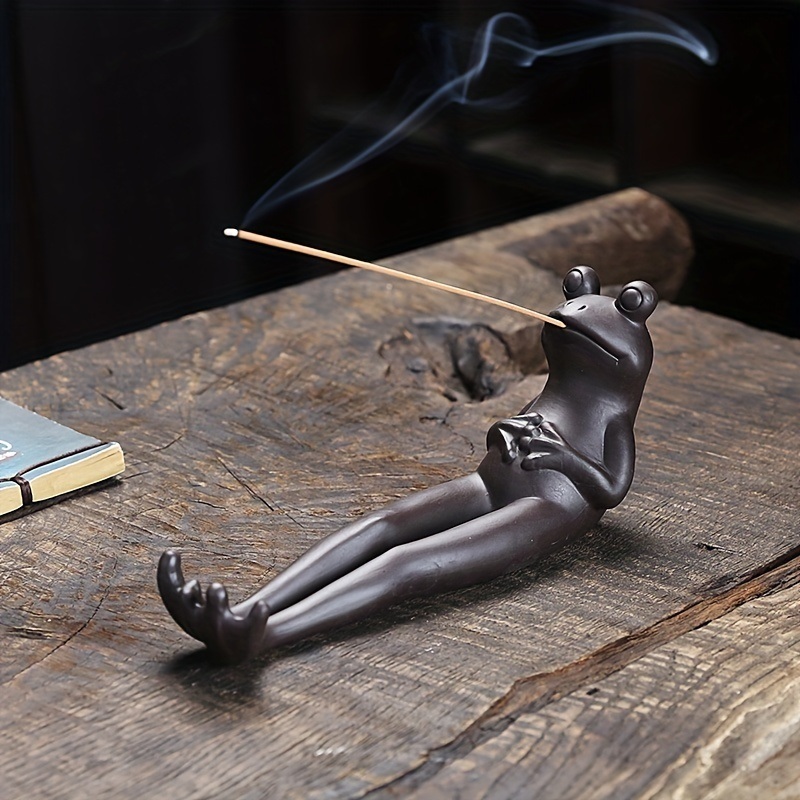 dropship 1pc Frog Incense Stick Holder - Ceramic Incense Burner Ash Catcher; Frog Aromatherapy Ornament For Yoga Meditation Spa Home Living Room Office Decor