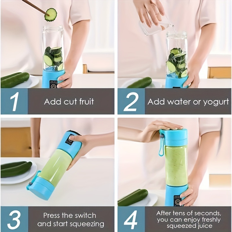 dropship 1pc Portable 6 Blades In 3D Juicer Cup, Updated Version Rechargeable Juice Blender Secure Switch Electric Fruit Mixer For Superb Mixing, USB Rechargeable