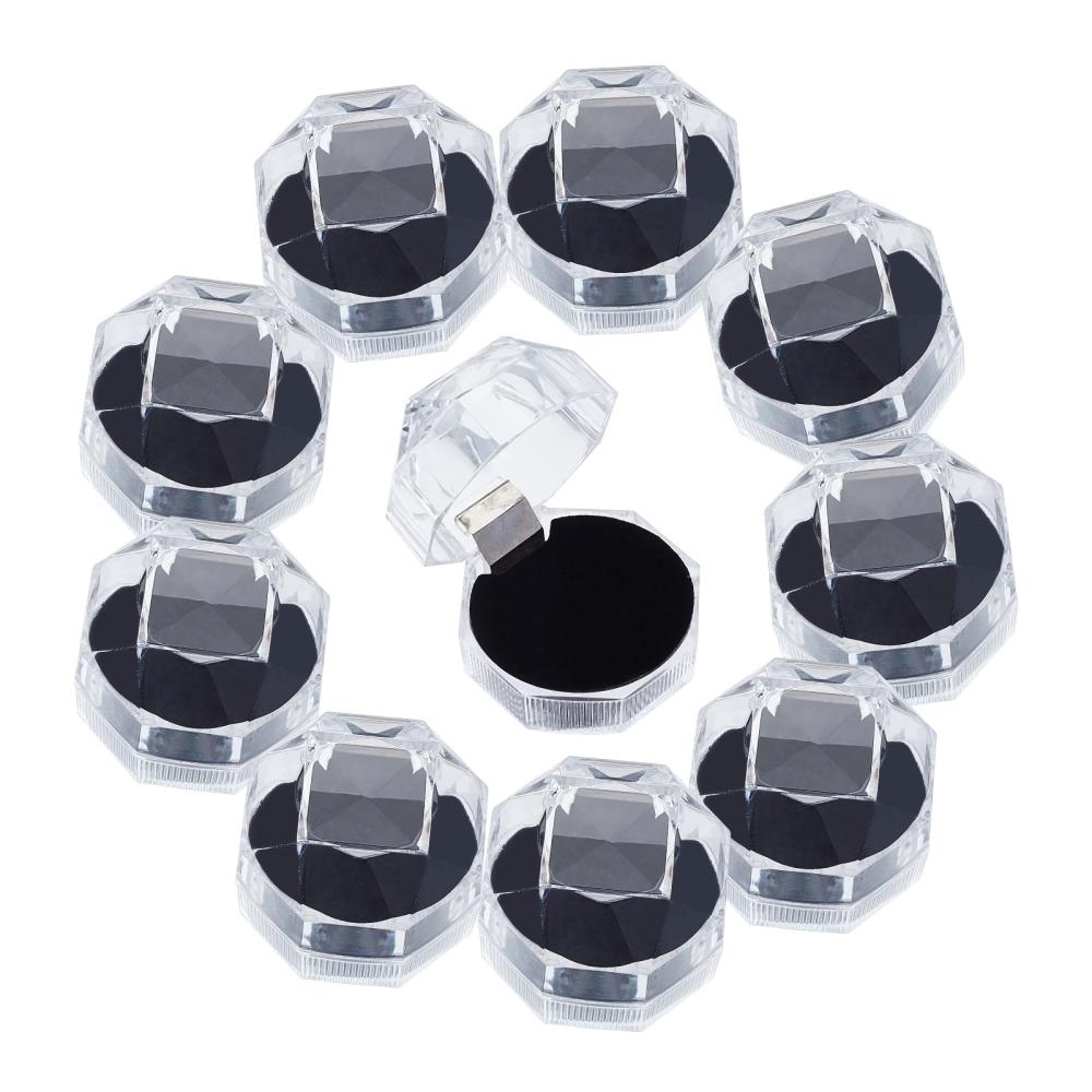 dropship 40pcs Black Clear Plastic Ring Boxes Crystal Earrings Jewelry Storage Boxes Display Organizer Case With Foam Insert