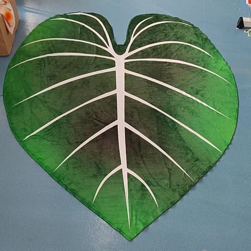 dropship Large Leaf Blanket Soft Leaves Flannel Gloriosum Leaf Blankets for Beds Sofa Cozy Beach Blanket Funny Birthday Gift Manta