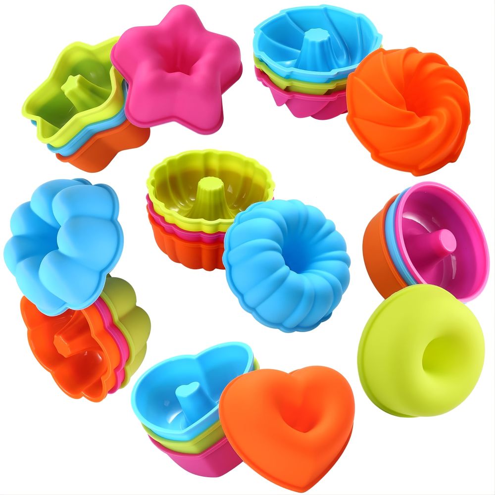 dropship 24pcs Silicone Molds; Nonstick Silicone Donut Mold; Silicone Baking Cups; Silicone Donut Pan; Muffin; Jello; Bagel Pan; Oven; Microwave; Dishwasher Safe; 2.95"×1.1"