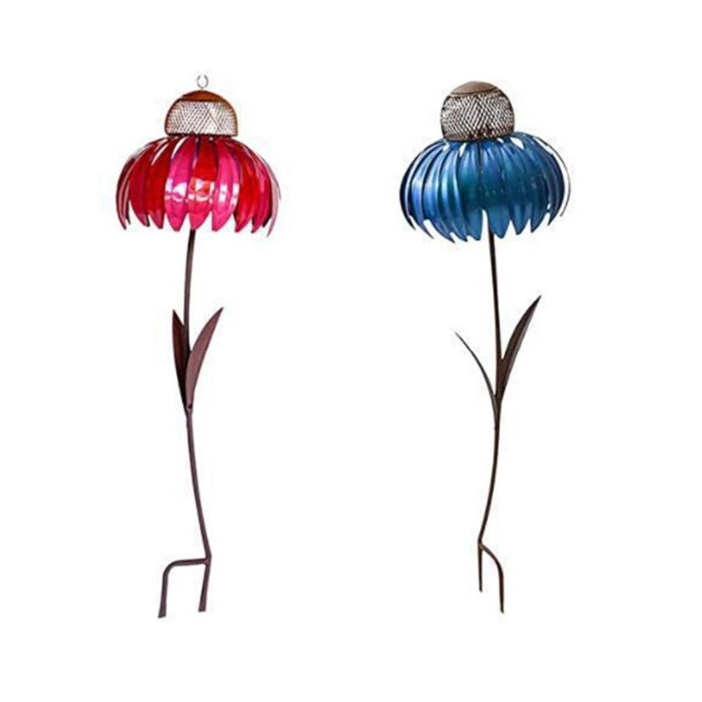 dropship Pink Coneflower Bird Feeder Outdoor Decoration Garden Flower Picaflor Wild Bird Feeder Feeding Outside Rust Resistant Art Metal